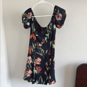 Astr Black Floral Mini Dress